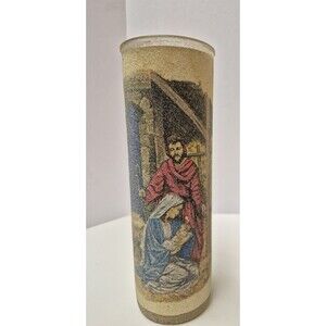 Vintage Sugar Bead Frosted Glass Candles Nativity scene Christmas Holiday Jesus
